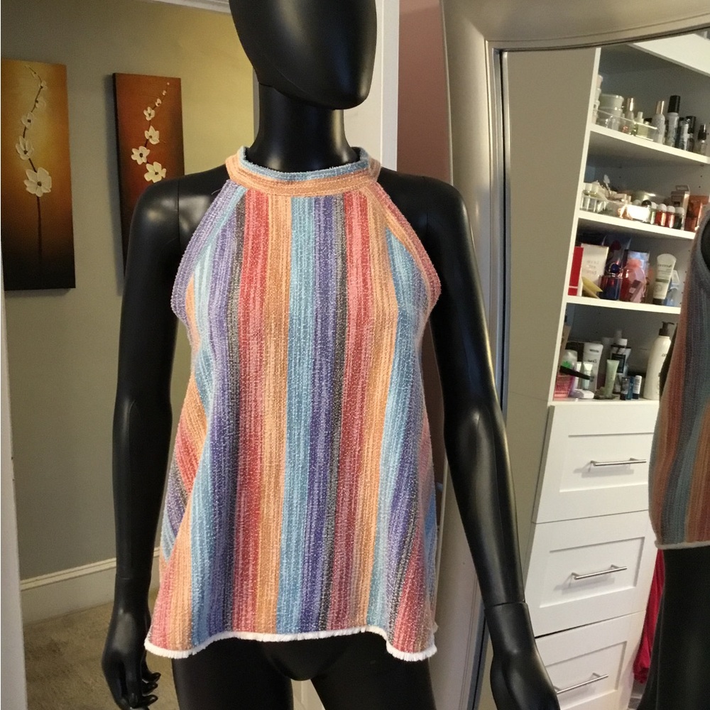 Multicolor striped halter top, lightly used